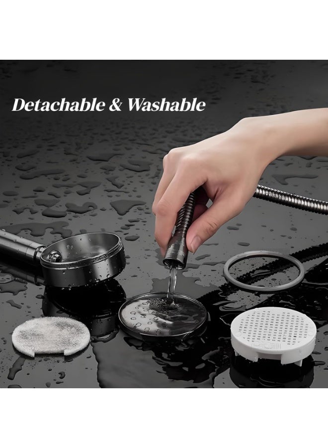 FAYET High Pressure Handheld Shower Head Set, 304 Stainless Steel Detachable Showerhead with Hose, Universal Interface, Easy Install Water-Saving Bath Spray - Image 3